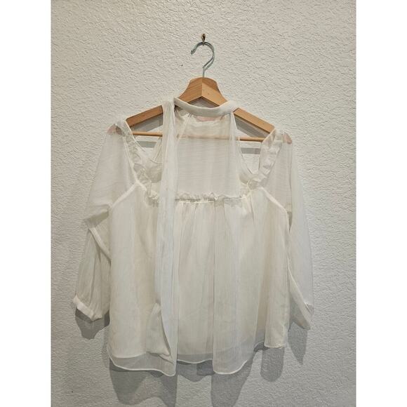 Zara sheer blouse white sz Medium - Picture 3 of 5